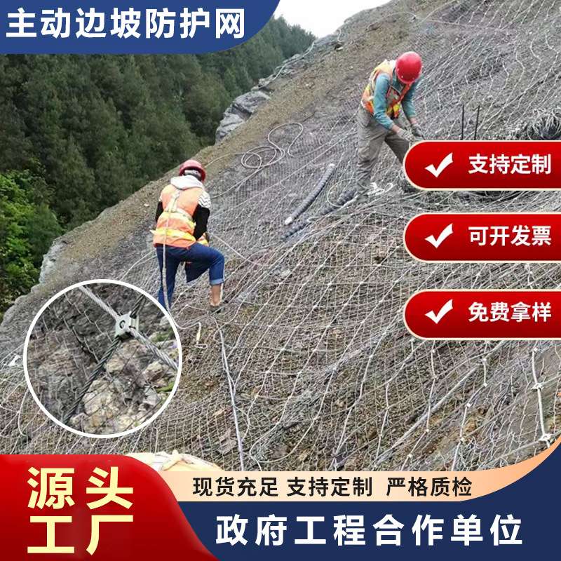 SNS主动边坡防护钢绳网菱形柔性丝网安全绞索网防坠网滑坡山体