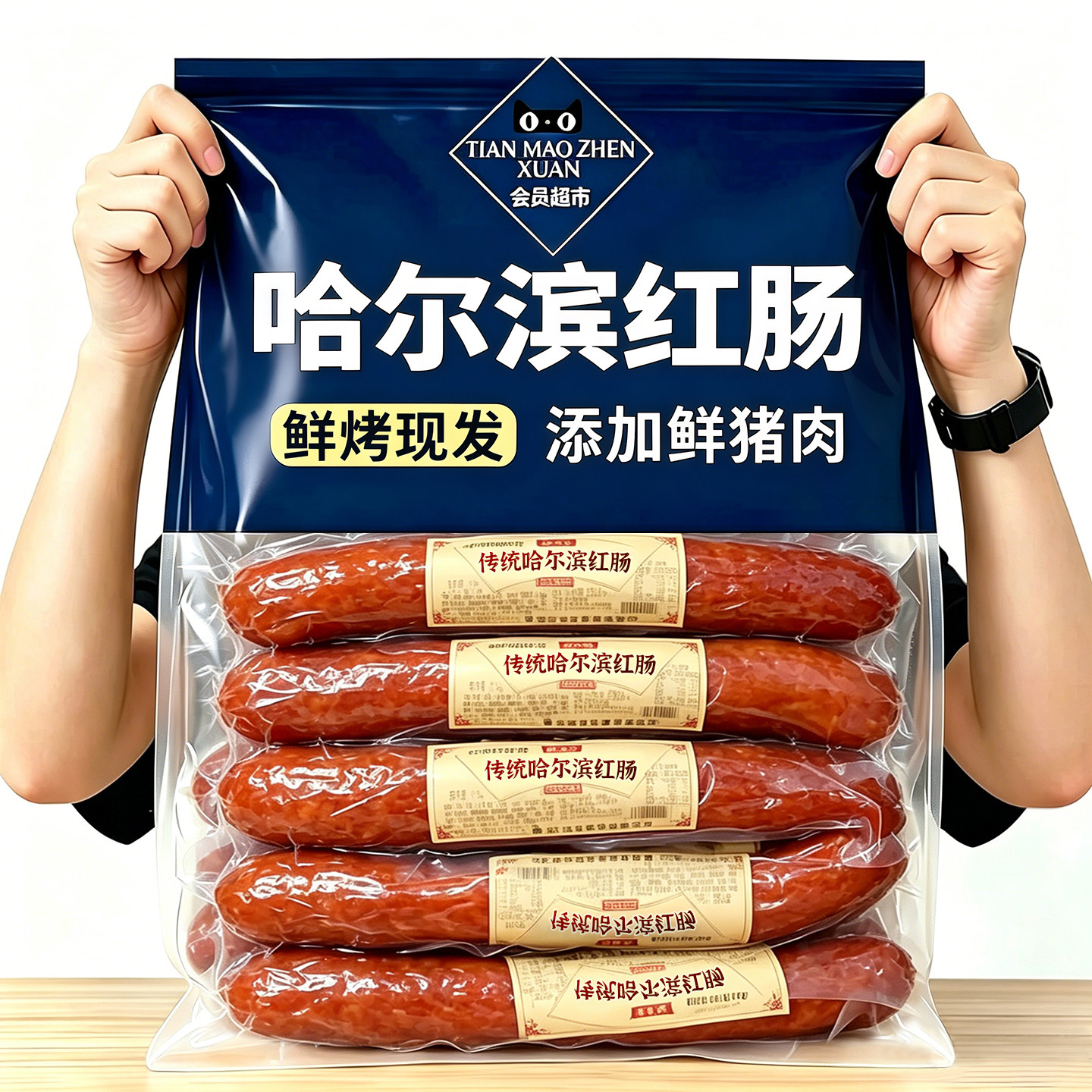 农科推荐!正宗哈尔滨红肠官方旗舰店东北特产即食烟熏肉腊肠火腿