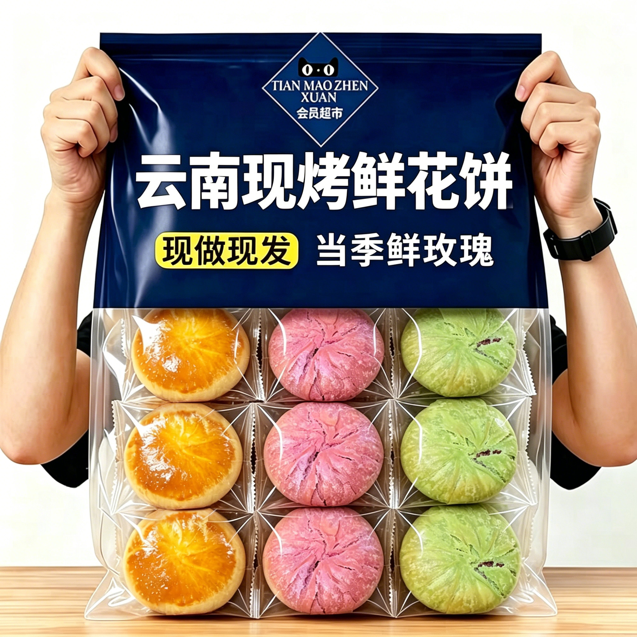 广连盛鲜花饼云南特产正宗玫瑰饼早餐面包休闲小零食小吃糕点心
