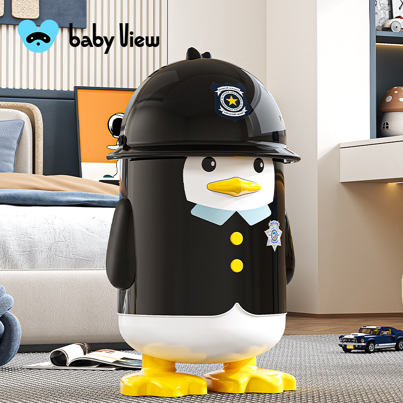 Babyview企鹅警长垃圾桶家用2025新款客厅轻奢高档带盖卫生间专用