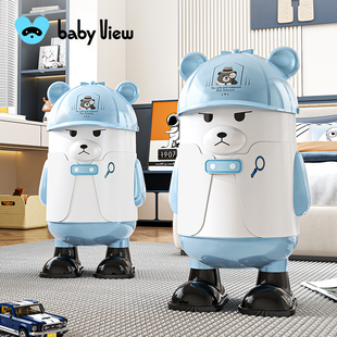 Babyview熊侦探垃圾桶家用2025新款客厅卧室轻奢高档带盖高颜值