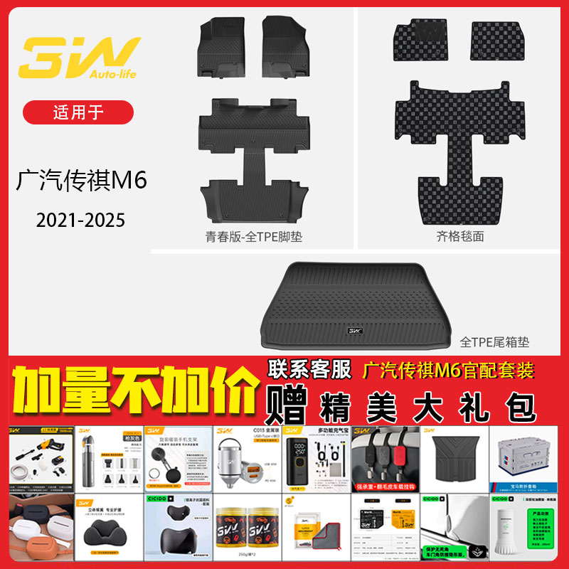 3W适用于广汽传祺M6专用tpe脚垫