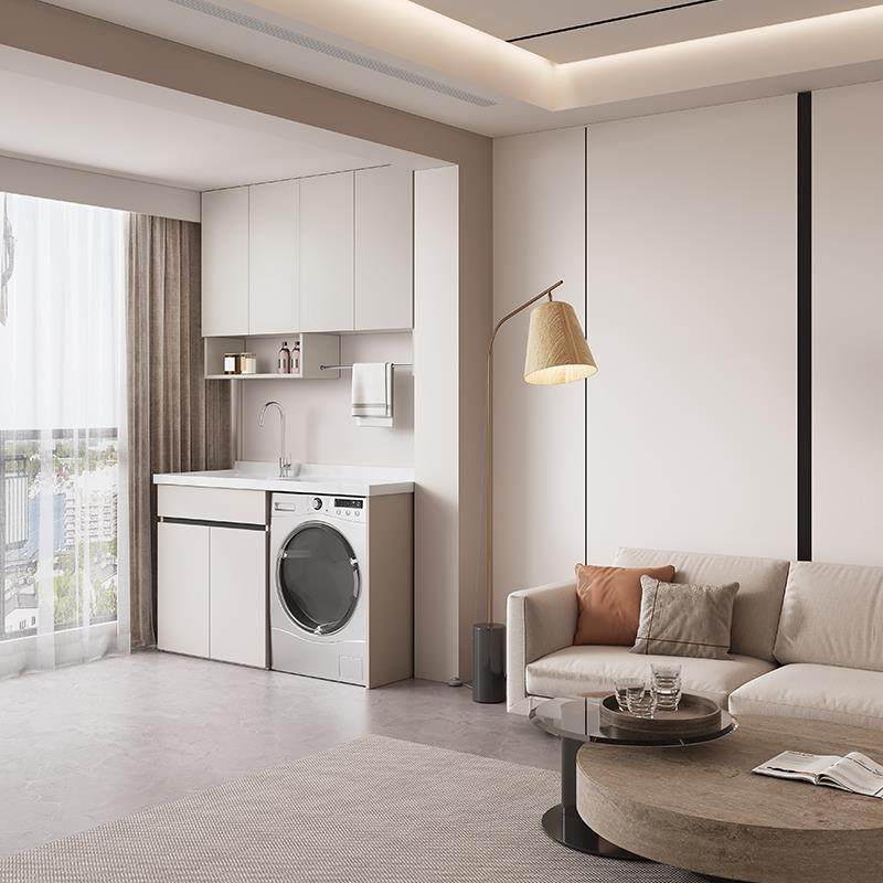 批洗衣机阳台一体柜组合蜂窝铝洗衣柜洗衣池台盆伴侣带搓板脸盆可