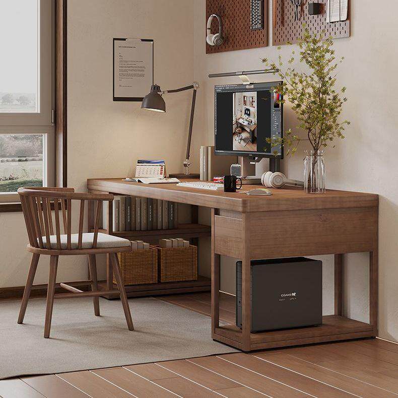 简约实木客厅带抽屉房间组合家用卧室双人书桌长条办公桌大板桌