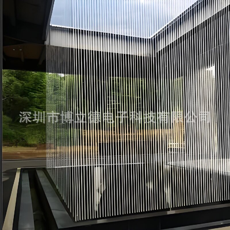 室内酒店数字水帘尼龙拉线水帘流水景观瀑布水幕设计水幕墙厂家