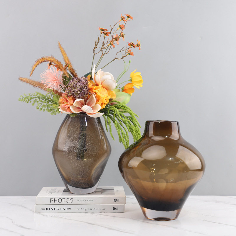现代简约高级感手工琉璃插花花器装饰花瓶摆件客厅卧室家居装饰品
