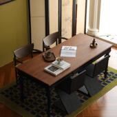 法式 实木复古南洋风餐桌家用长方形书桌饭桌写字台办公桌出口 美式