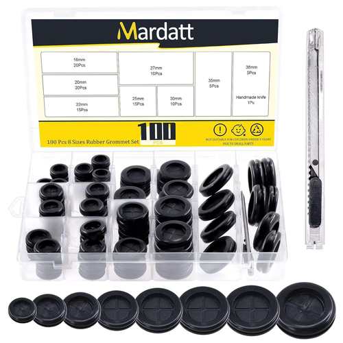 Mardatt 101 Pcs 8 Sizes Rubber Grommet Set, 16-38mm Double S
