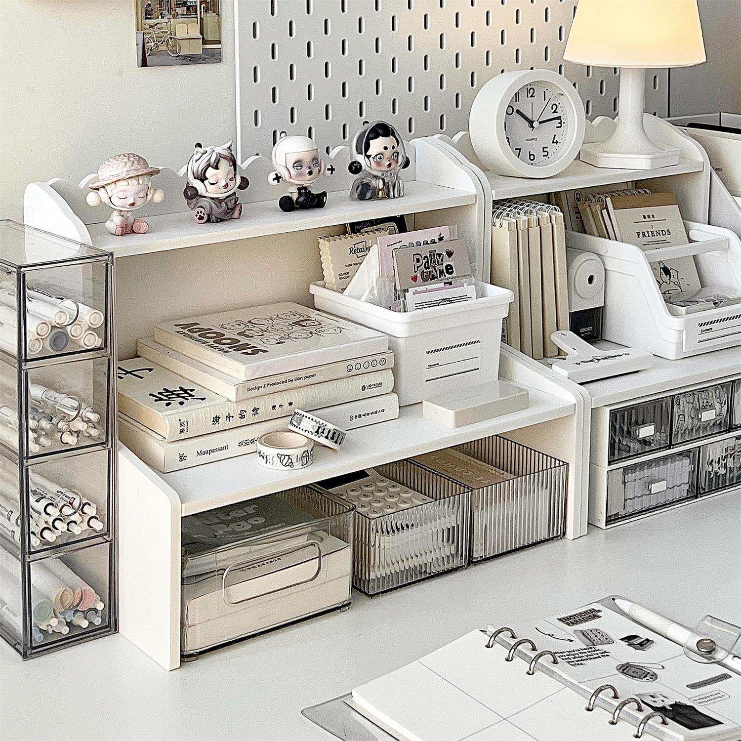 办公桌收纳置物架桌面电脑增高架女生工位整理神器书桌收纳盒北慧