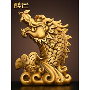 铜龙头鱼摆件鲤鱼独站鳌头家居饰品书桌客厅书房办公室商务礼品