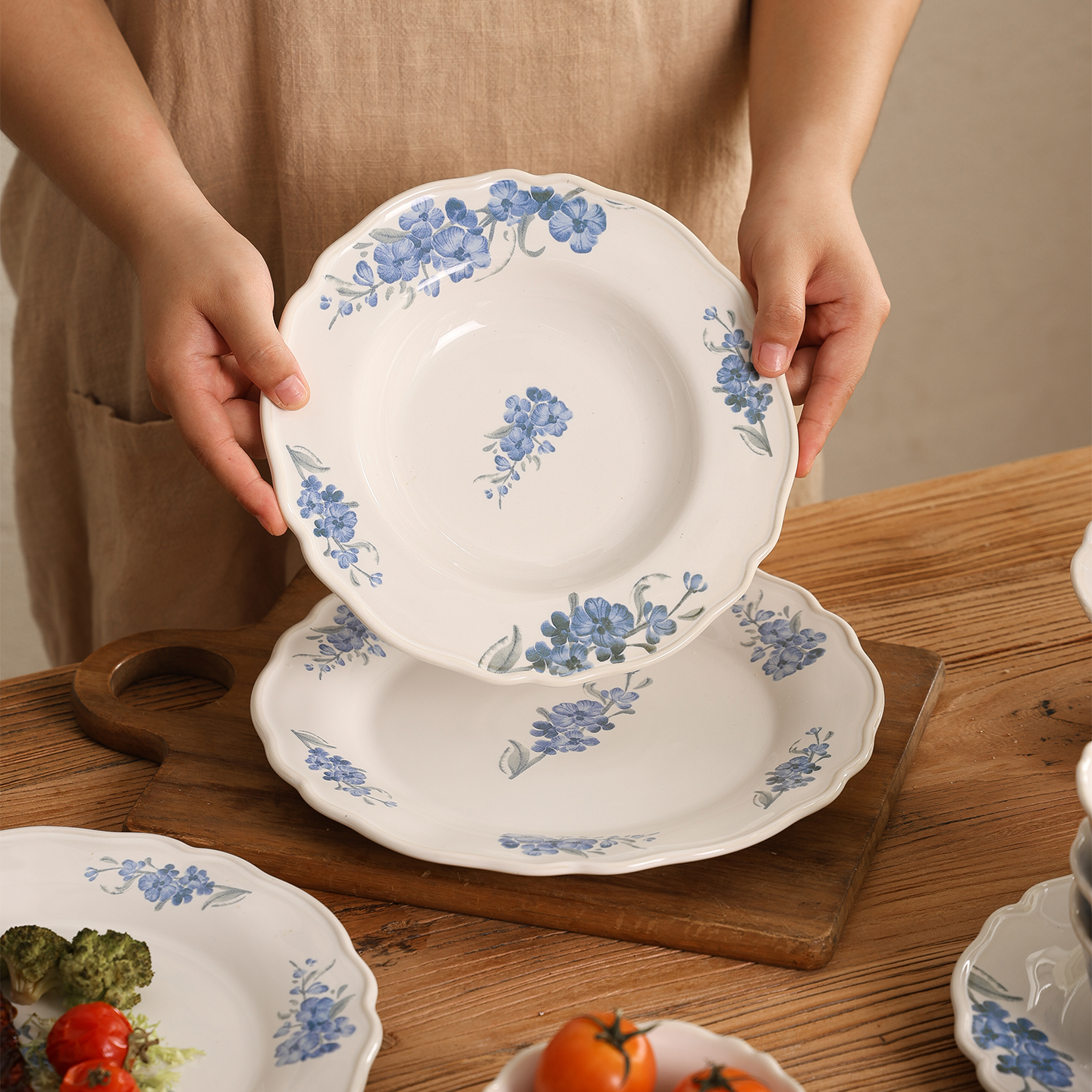 法式复古陶瓷盘家用菜盘高级感西餐牛排甜品意面点心沙拉餐盘摆盘