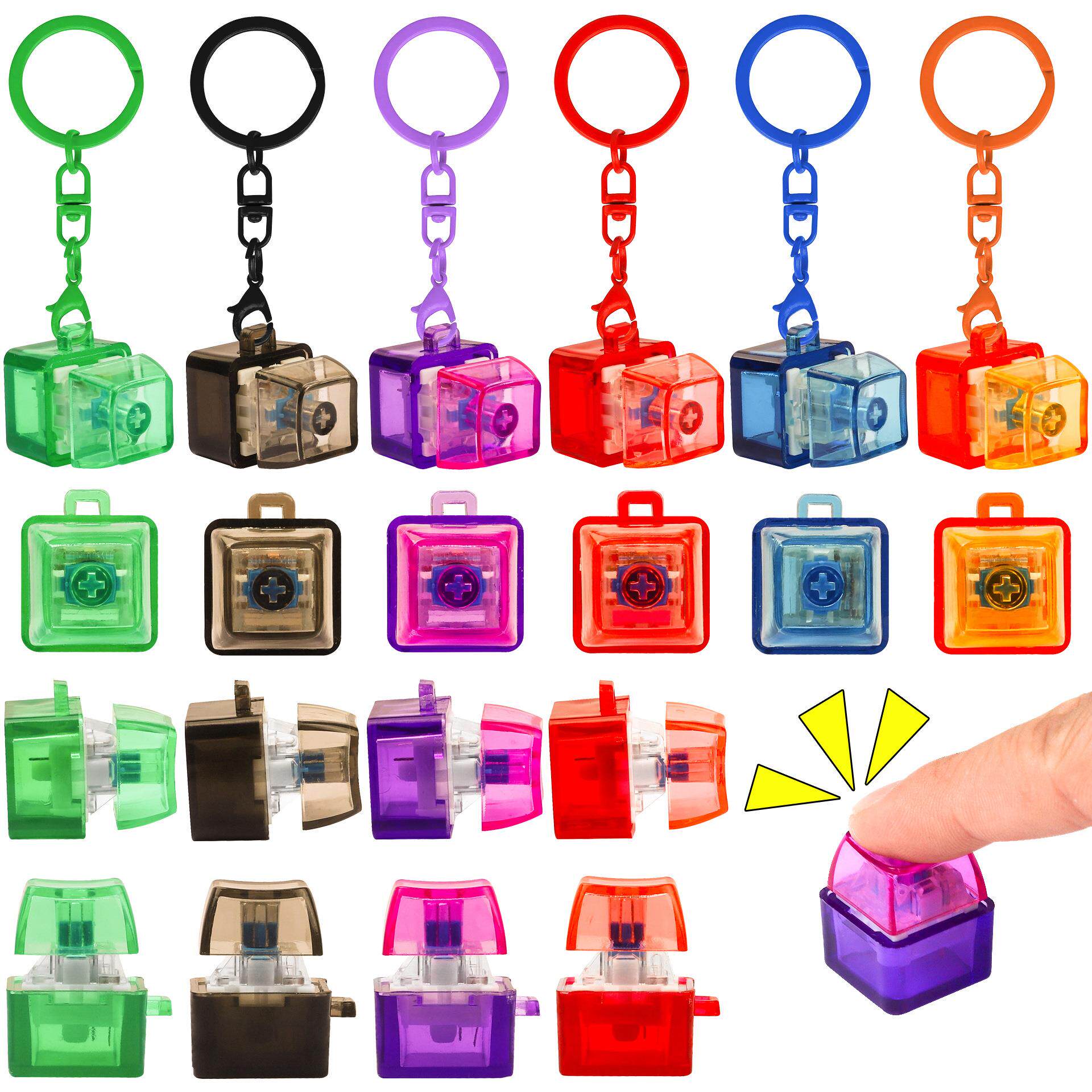 创意解压PC键减压按键机械键盘试轴器手指捏捏乐按压发泄钥匙扣