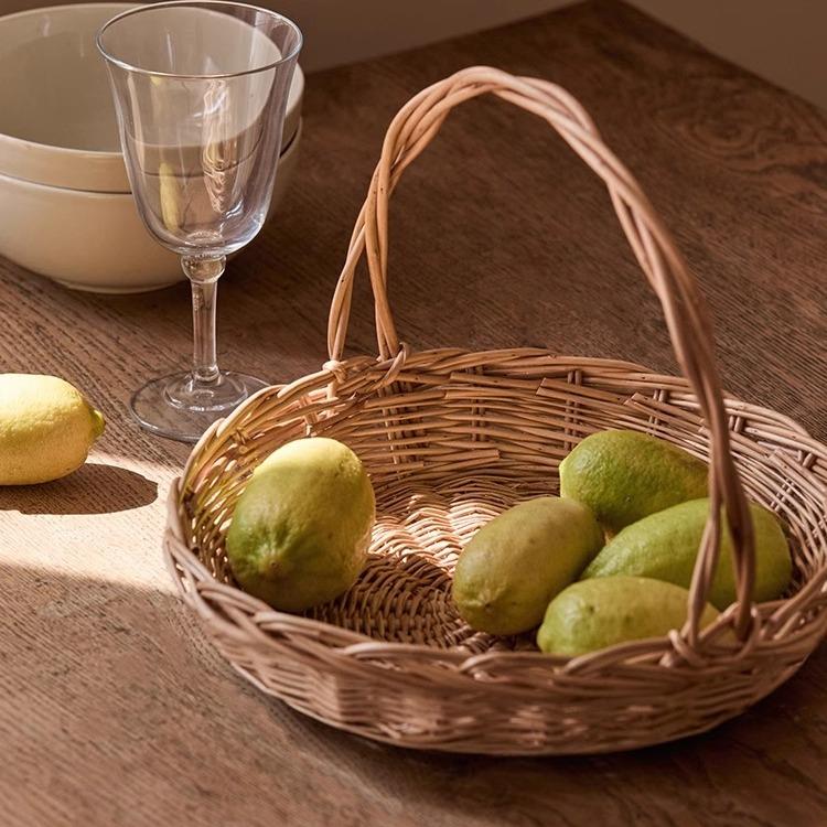 藤编柳编水果篮子家用厨房桌面编织花篮收纳筐鸡蛋水果盘馒头筐