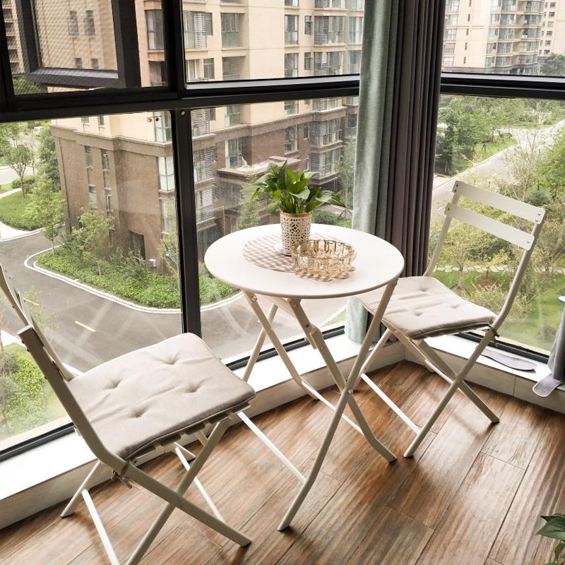 远茂网红阳台桌椅户外茶桌椅组合铁艺一桌二椅休闲防晒迷你小桌椅