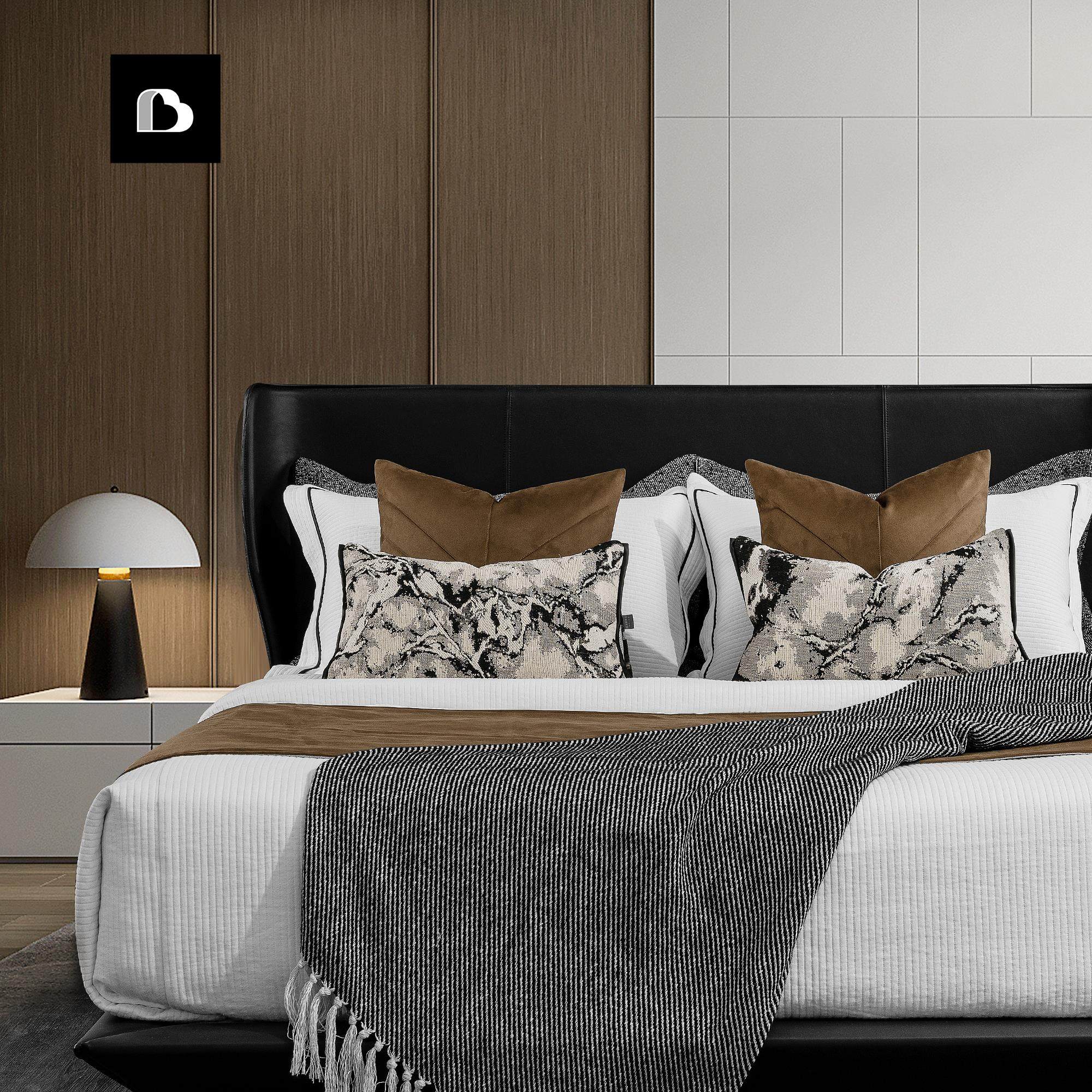 柏洛斯侘寂风样板间床品民宿别墅展厅搭配效果高档床上用品多件套