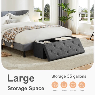 JHK Living Room Hidden Storage Footstool Toy Box Bedroom Be