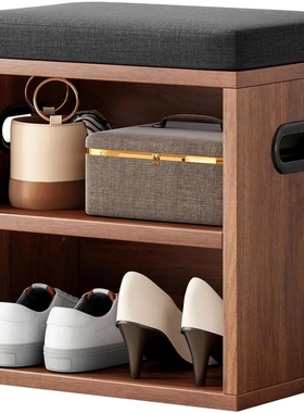 compact cushioned shoe bench with storage for entryway