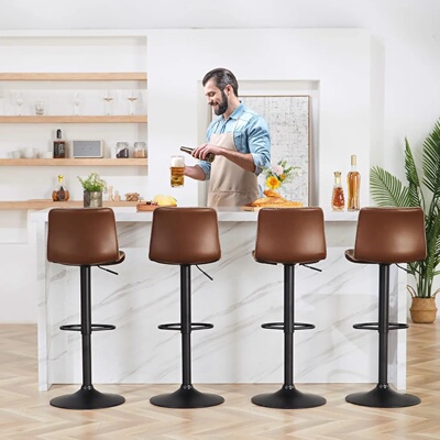 Swivel Bar Stools Set of 4, Counter Height Bar Stools with
