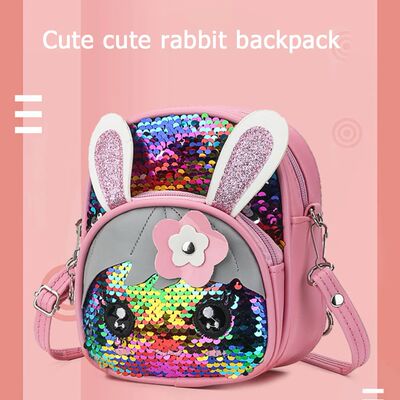 Sequin Rabbit Backpack for Girls Kids Preschool Elementary B