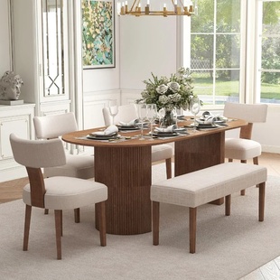 Farmhouse Upholstered Dining Bench Seat 45 Linen Entryway B