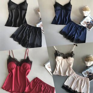 Sexy Lace Pajamas Suit Women V-Neck Sleepwear Lingerie Casua