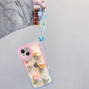 Bead Bracelet Chain Phone Holder Case For iPhone 15 16 17 1