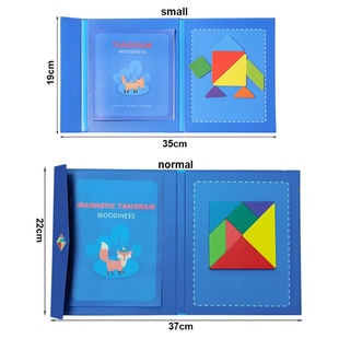 Wooden Jigsaw Magnetic Tangram Puzzle Book Educational Toys