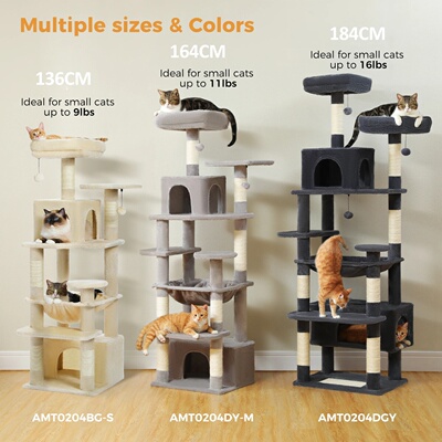Large Cat Tree and Tower for Indoor Cats With Sisal-Covered