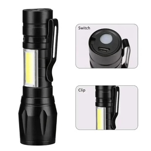 COB+XPE Mini LED Camping Flashlight Portable USB Rechargeab