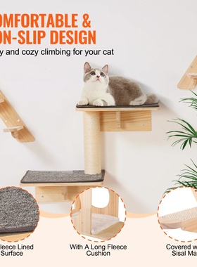 SucceBuy Wall Mounted Cat Shelves Cat Wall Shelves and Perc