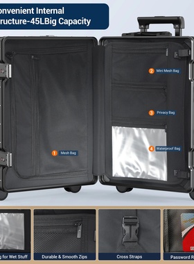 Airline Approved 22 inch Carry On Luggage,Aluminum Framed C