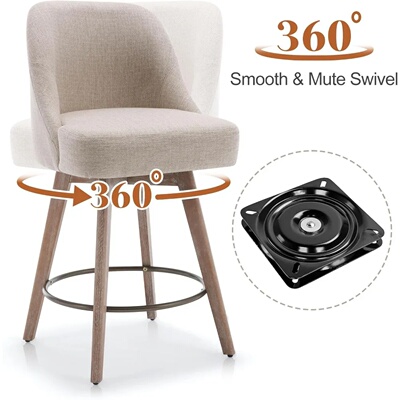 Counter Height Bar Stools Set of 4, Modern Mid-Century Swiv