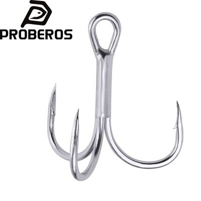 PROBEROS 20Pcs/lot Saltwater Fishing Hooks Treble Hooks 1#-2