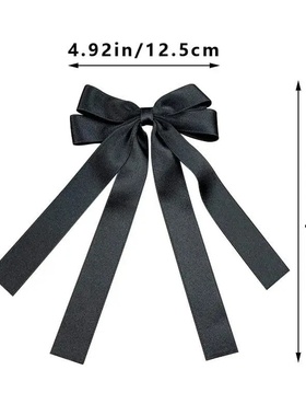 Women Elegant Bow Ribbon Hair Clip Fashion Solid Satin Spri