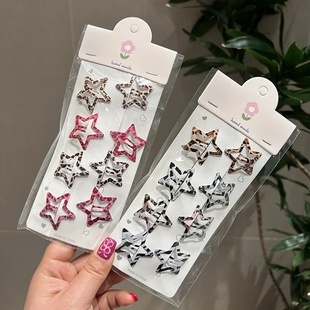 Y2K Leopard Waterdrop Hair Clips for Women Girls Vintage Ge