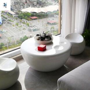 创意圆形茶桌椅组合大小户型客厅现代简约个性休闲区烤漆阳台茶几