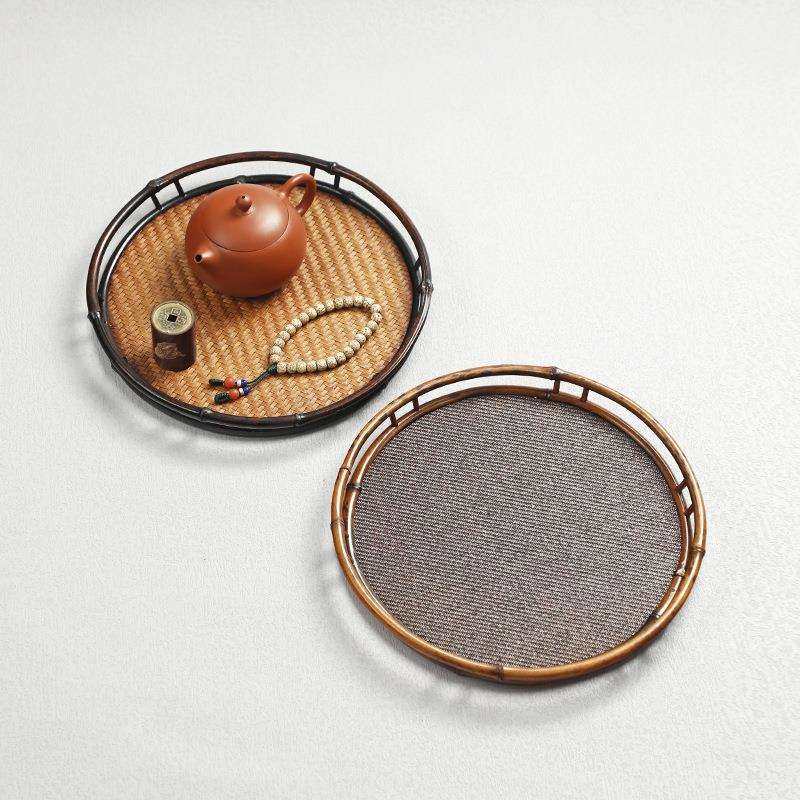 手工梅鹿竹竹编圆形茶盘仿古做旧藤编茶具收纳盘干泡台家用奉茶盘,畜牧/养殖物资,畜牧/养殖器械,淘宝优惠券,粉丝福利购,淘宝优惠卷