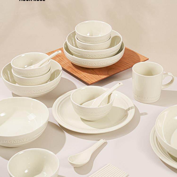 碗碟套装家用炻瓷餐具奶油风水果牛排餐盘碗筷组合碗盘