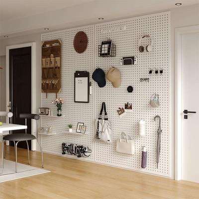 客厅洞洞板置物架整墙收纳入户门口挂板墙面装饰金属冲孔板