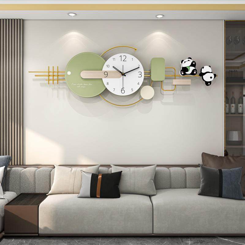 挂钟轻奢高级感现代简约家用装饰钟表客厅创意熊猫时钟挂墙免打孔
