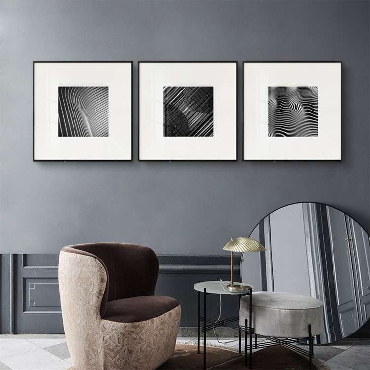 黑白艺术摄影照片墙北欧客厅挂画极简方形工业装饰画样板房壁画图片