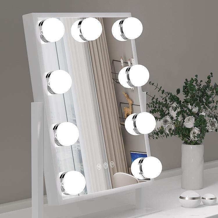 桌面化妆镜带灯led高清台式梳妆镜智能触控化妆师镜子美妆镜