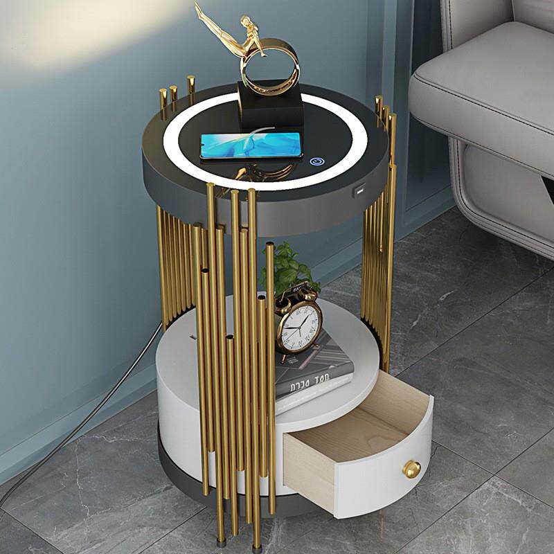 多功能智能无线充落地灯客厅沙发边置物茶几灯收纳照明床头柜立灯