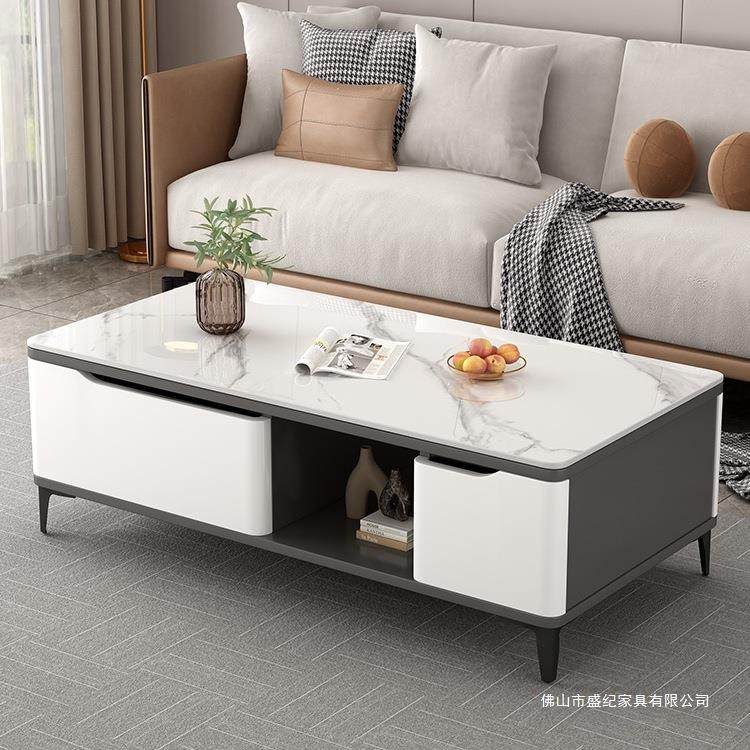 岩板茶几客厅家用小户型现代简约轻奢感可伸缩电视柜组合茶桌