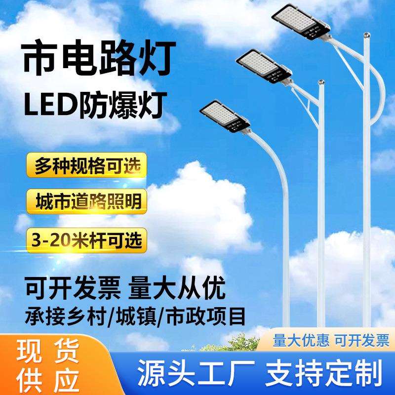 市电户外防水农村市政工程5/6/7/8/9/10米LED接电220V高杆照明路