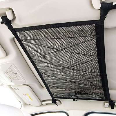 汽车天花板货物网袋可调双层网状屋顶组织者长途旅行天花板储物网