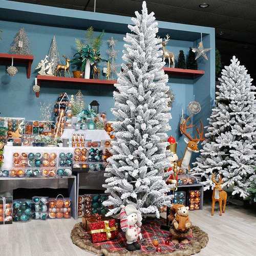 奋聚PVC圣诞树尖头加密带彩灯植绒铅笔圣诞树圣诞树120cm-300cm