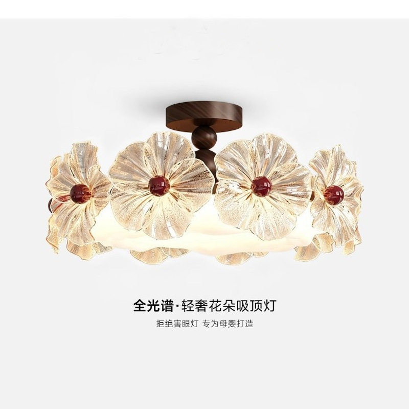 2025新款轻奢花朵玻璃吸顶灯