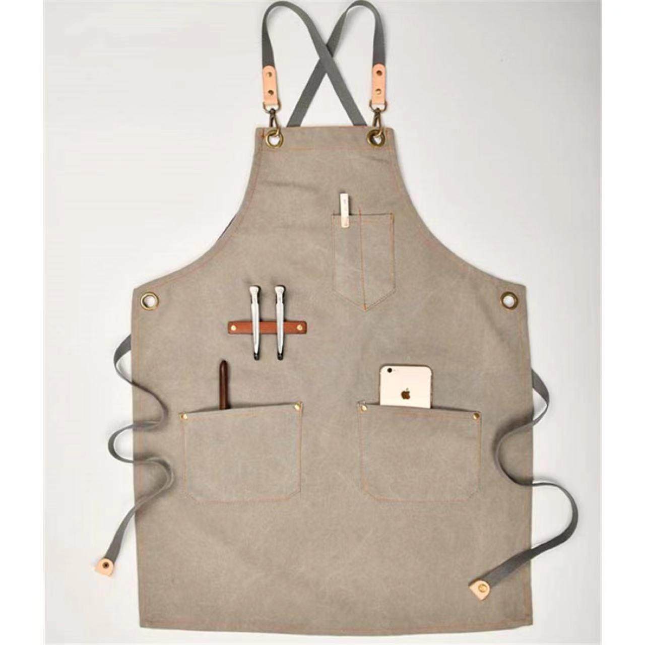 真皮欧美出口日韩款式牛仔工作围裙背带全身工作围裙定制