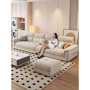 雪尼尔绒布艺沙发客厅2025新款棉麻直排小户型奶油风客厅可拆洗款